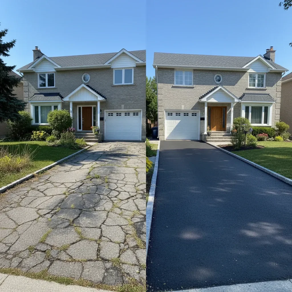 Paving contractor transformation - before and after by Quality Landscaping Kirkland in Kirkland
